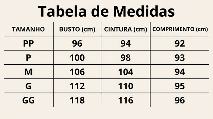 Guia de Tamanhos