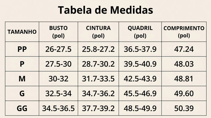 Guia de Tamanhos