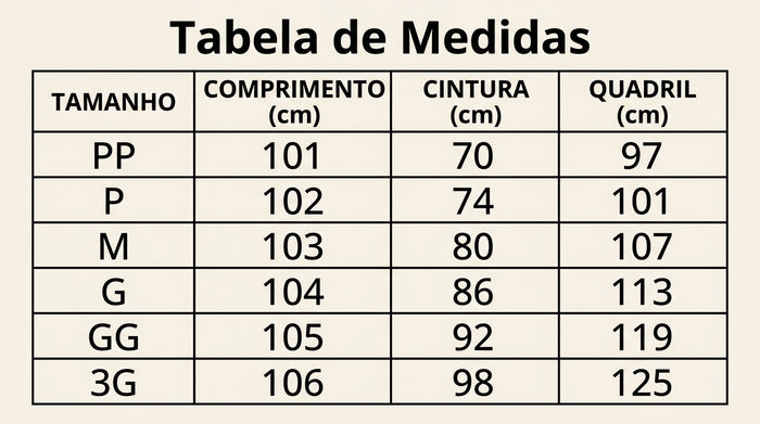 Guia de Tamanhos