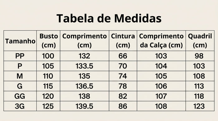 Guia de Tamanhos