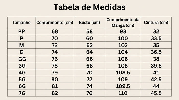 Guia de Tamanhos