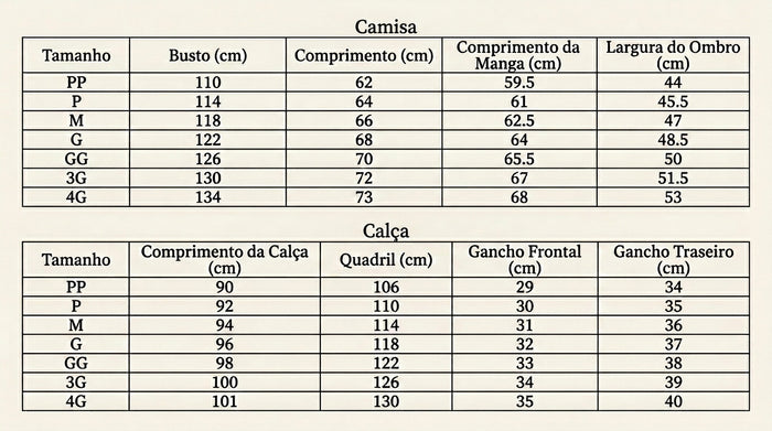 Guia de Tamanhos