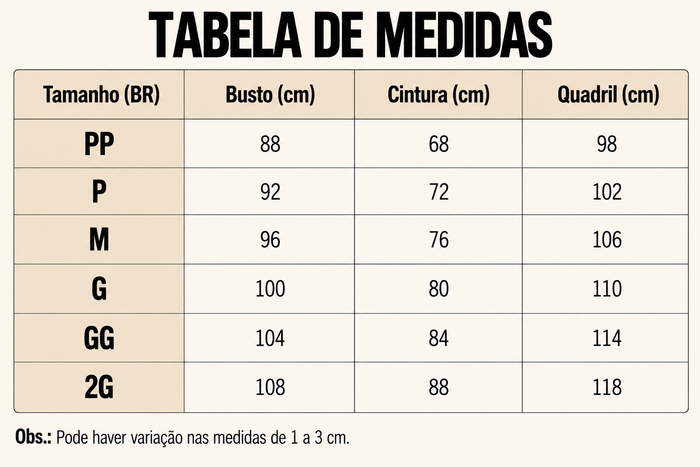 Guia de Tamanhos