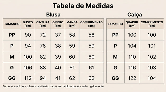Guia de Tamanhos