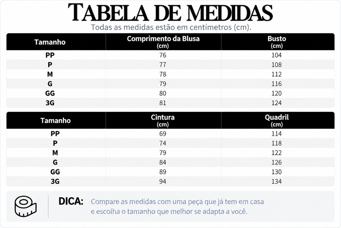 Guia de Tamanhos