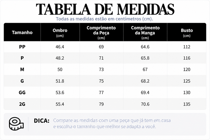 Guia de Tamanhos