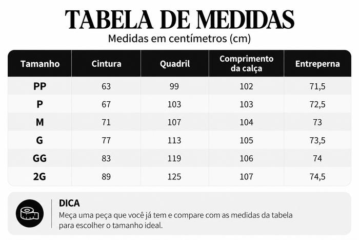 Guia de Tamanhos