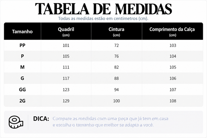 Guia de Tamanhos