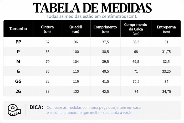 Guia de Tamanhos
