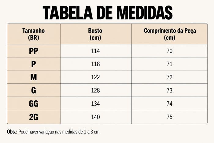 Guia de Tamanhos