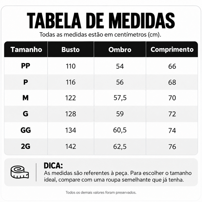Guia de Tamanhos