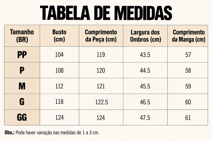 Guia de Tamanhos