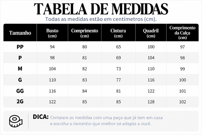 Guia de Tamanhos