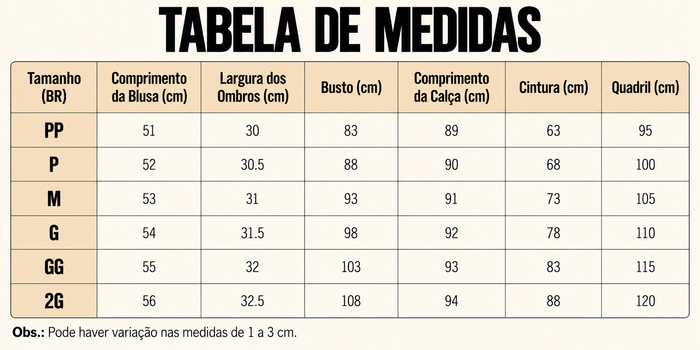 Guia de Tamanhos