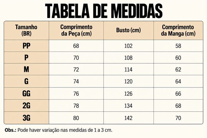 Guia de Tamanhos
