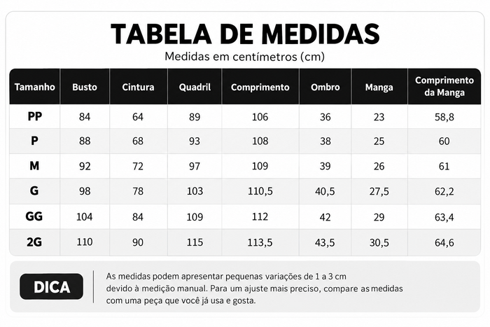 Guia de Tamanhos