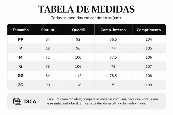 Guia de Tamanhos
