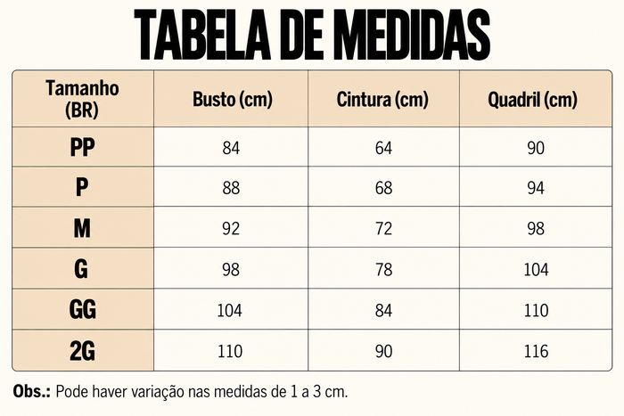 Guia de Tamanhos