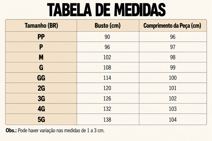 Guia de Tamanhos