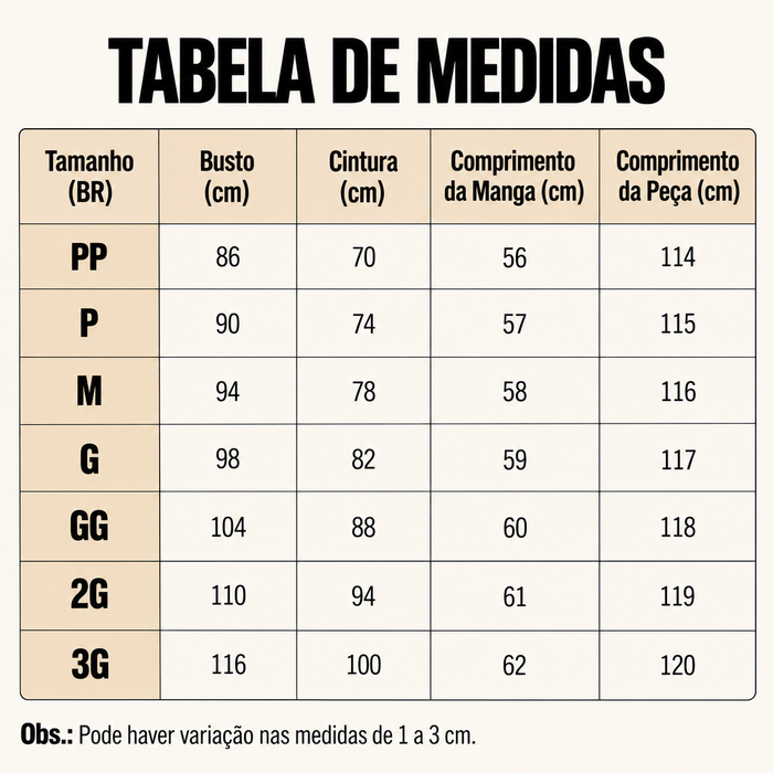 Guia de Tamanhos