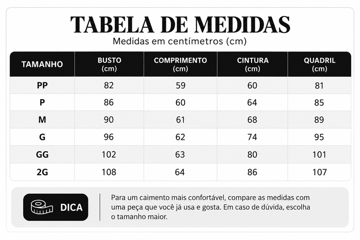Guia de Tamanhos