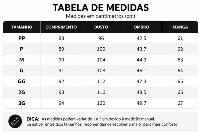 Guia de Tamanhos