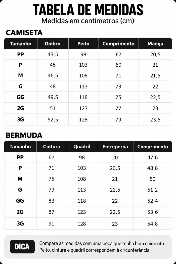 Guia de Tamanhos