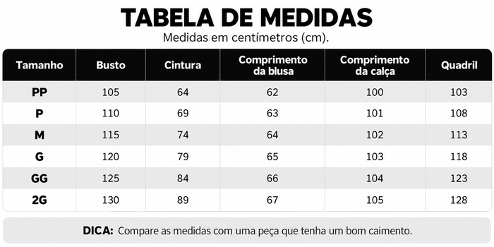 Guia de Tamanhos