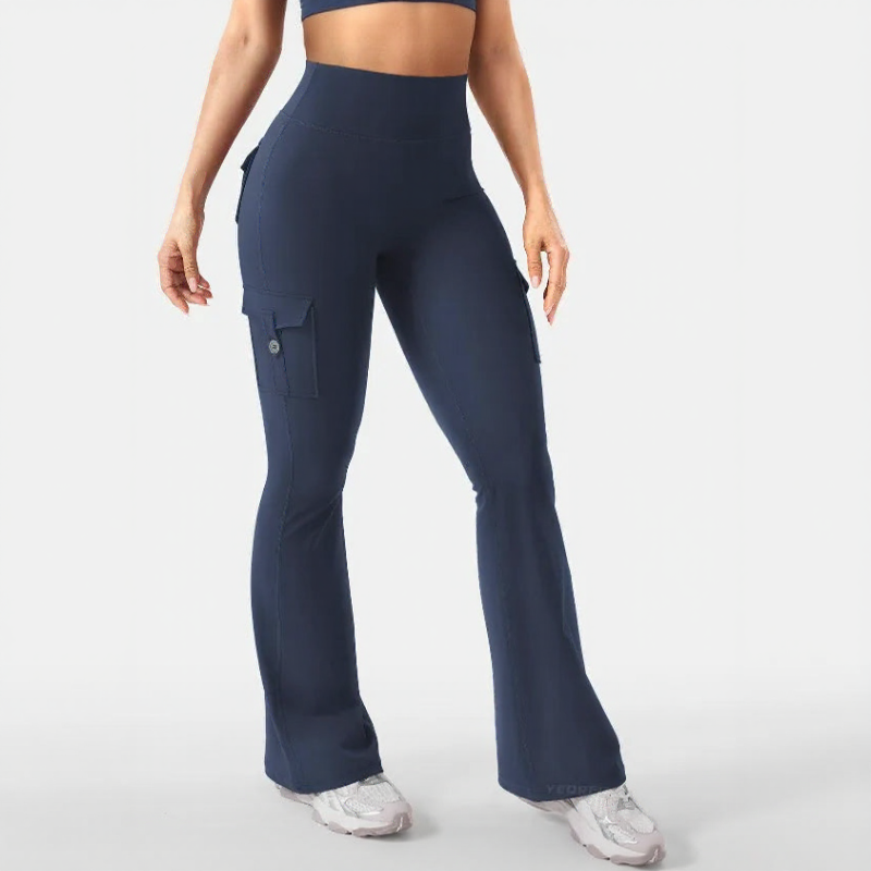 Calça legging Nadia™ com Efeito Empina Bumbum, Bolsos Cargo e Modelagem Flare / Estrutura e Curvas em Equilíbrio Para um Visual Mais Marcante