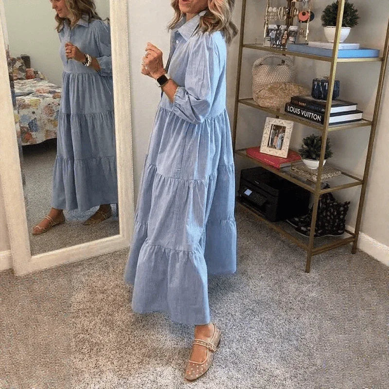 Vestido Dóris™ com Modelagem Ampla e Estilo Chemise / A Simplicidade da Mulher que Impõe Presença!