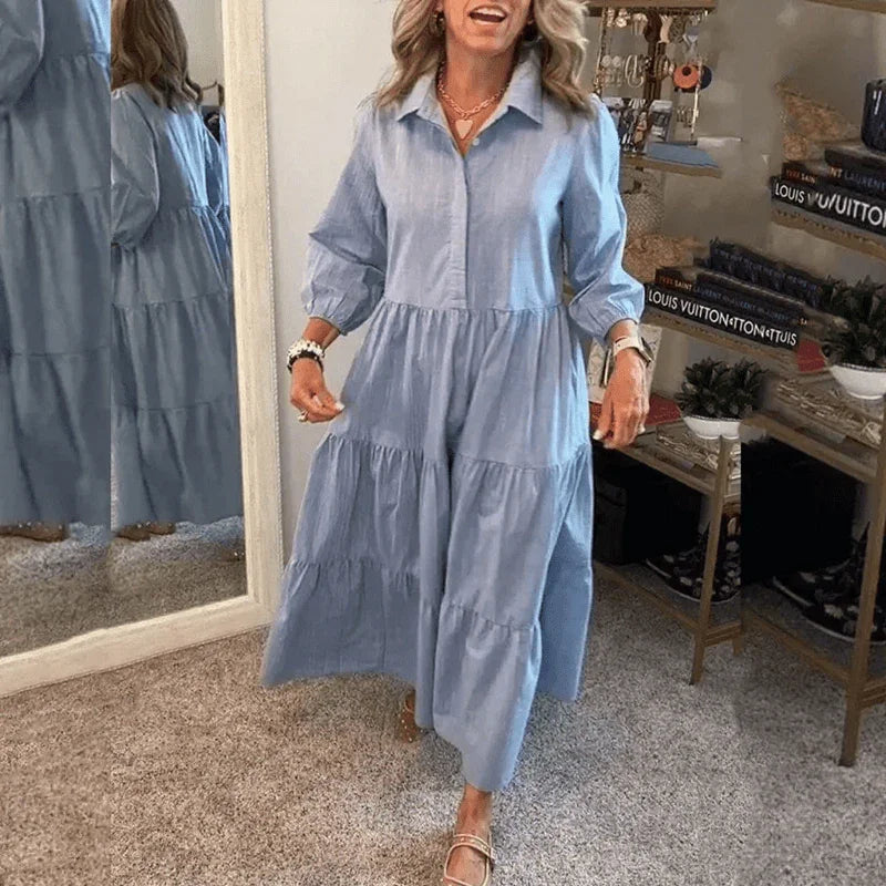 Vestido Dóris™ com Modelagem Ampla e Estilo Chemise / A Simplicidade da Mulher que Impõe Presença!