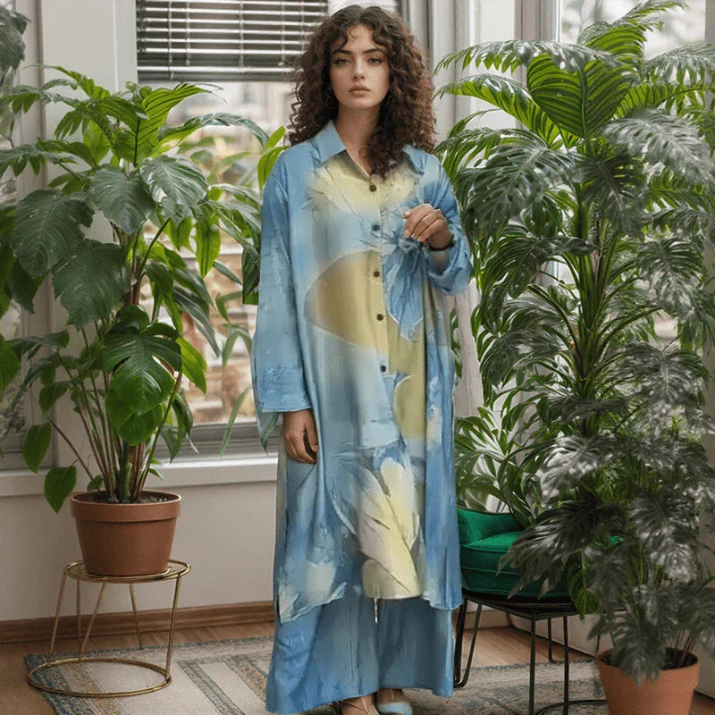 Conjunto Zoe™ com Estampa Ilustrada e Silhueta Solta / Minimalismo Artístico com Toque Fashion!