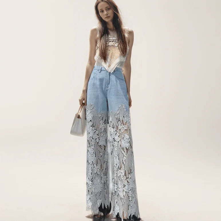 Calça Jeans Monalisa™ Com Detalhes em Renda / A Mais Soltinha e Fresca do Guarda-roupa! - ModernLar