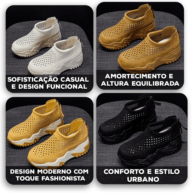 Tênis Plataforma PureWave™ em Camurça Respirável com Solado Tratorado / Um Visual Moderno para Te Levar Mais Longe!