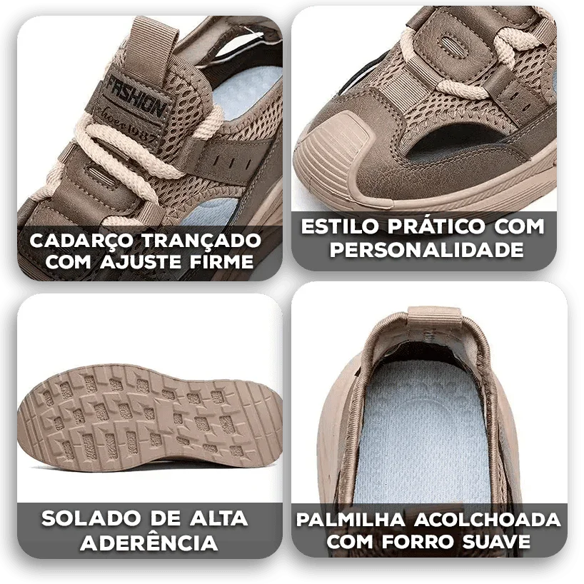 Sandália Kronos™ com Solado Antiderrapante e Design Respirável / Estilo Robusto para Seus Dias Mais Ativos!