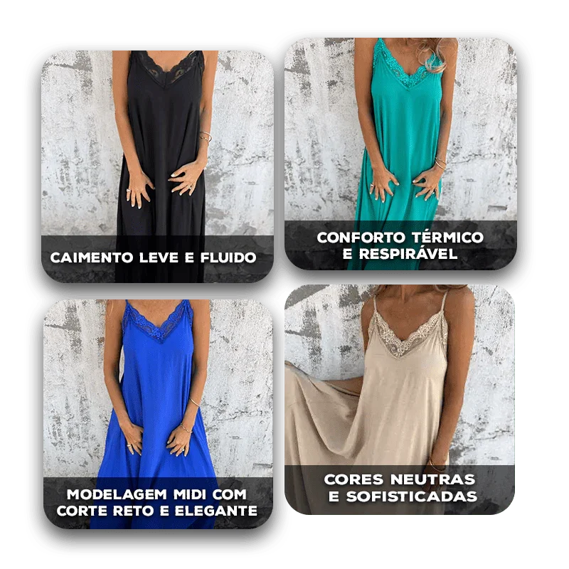 Vestido Carolina™ em Viscose com Caimento Leve / Para Mulheres que Amam a Elegância Simples e Sofisticada!