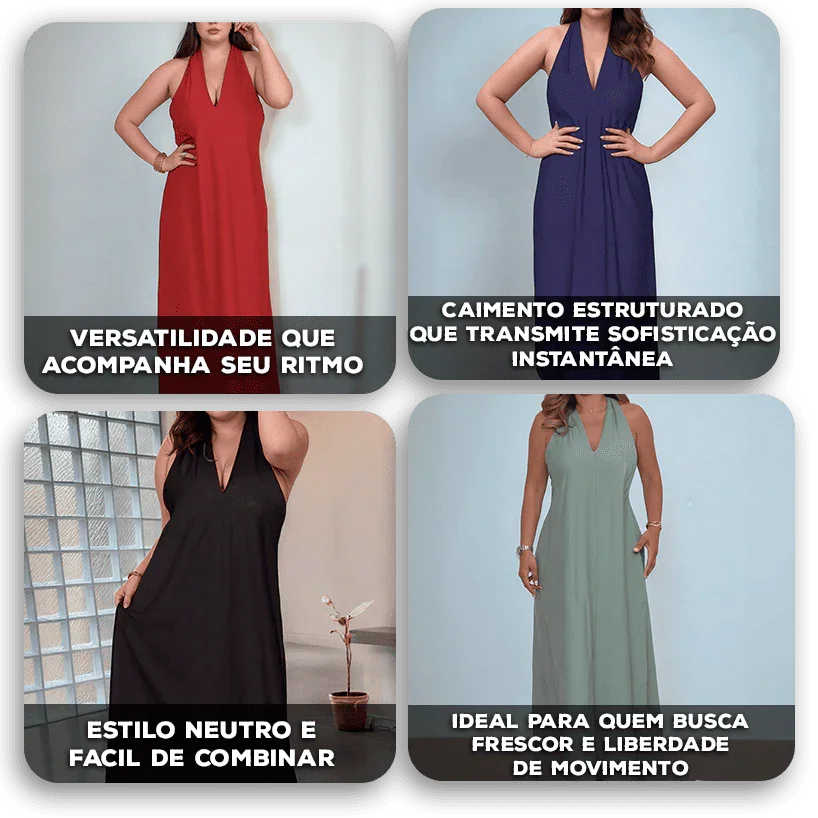 Vestido Jade™ com Decote Moderno e Caimento Impecável / Um Clássico Versátil para Todo Momento!