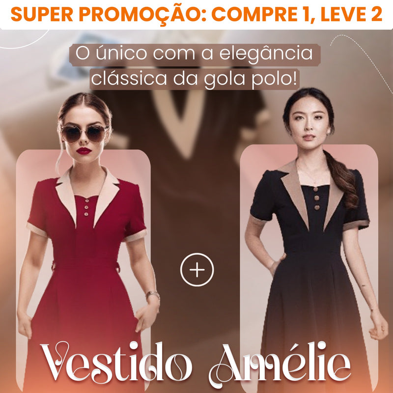 (Super Promoção: Compre 1, Leve 2) Vestido Gola Polo Amélie™ com Acabamento Premium e Caimento Soltinho no Corpo!