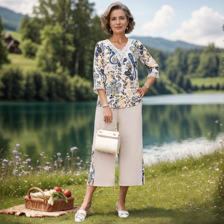 Conjunto Royal Floral™ em Viscose Leve com Cintura Alta / Conforto e Sofisticação para Realçar Sua Beleza Diária!