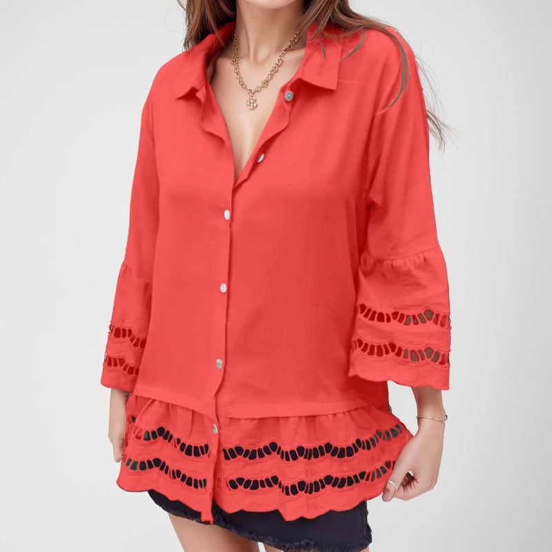 [COMPRE 1 E LEVE 2] Camisa Amanda™ em Viscolycra com Detalhes em Renda / Frescor e Conforto com um Toque Moderno e Sofisticado!