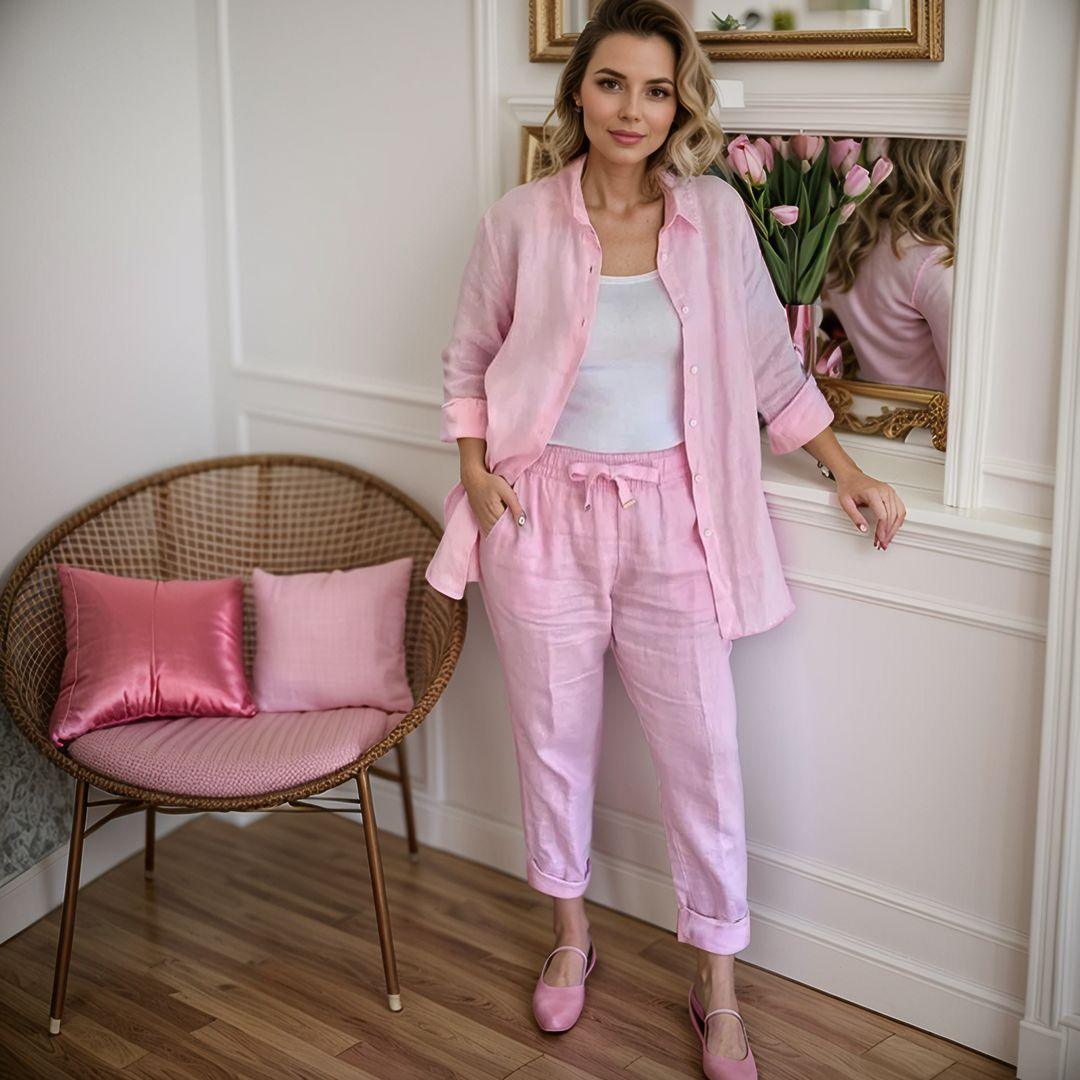 Conjunto Madeleine™ em Linho de Algodão Premium / Um Toque de Charme, Conforto e Sofisticação Para Você!