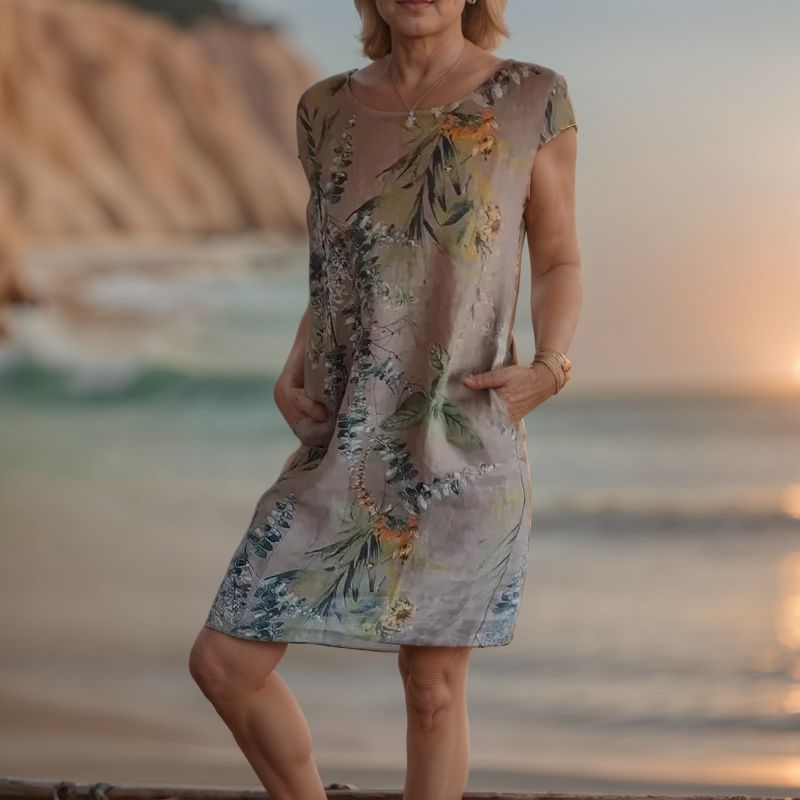 [COMPRE 1 E LEVE 2] Vestido Ravello™ em Algodão Leve com Estampa Botânica / Elegância Natural e Conforto para Todas as Ocasiões!