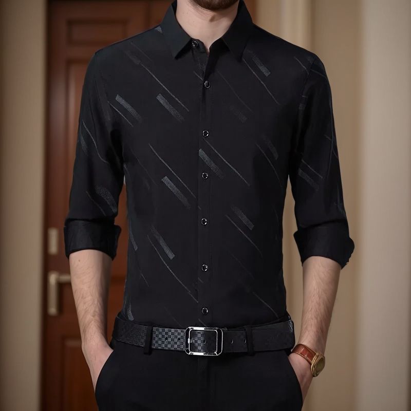 [QUEIMA DE ESTOQUE COMPRE 1 E LEVE 2] Camisa Masculina Vector™ com Padrão Listrado Elegante e Caimento Impecável / Estilo e Confiança para Homens de Atitude!