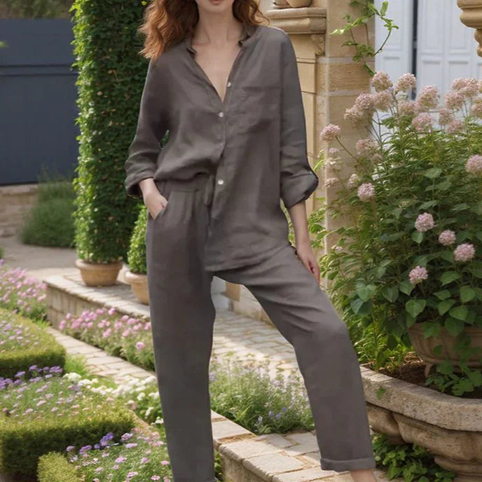 Conjunto Lévina™ em Linho de Algodão com Modelagem Soltinha / Leveza e Elegância para Quem Sabe se Destacar!