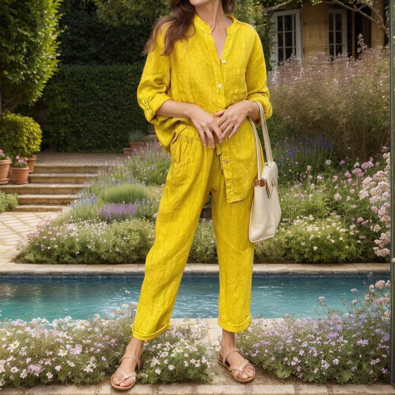 Conjunto Lévina™ em Linho de Algodão com Modelagem Soltinha / Leveza e Elegância para Quem Sabe se Destacar!
