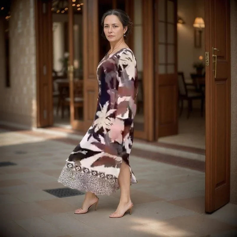 Vestido Maragogi™ em Popelina com Estampa Tropical e Barra Assimétrica / A Elegância Natural do Brasil em Cada Movimento!