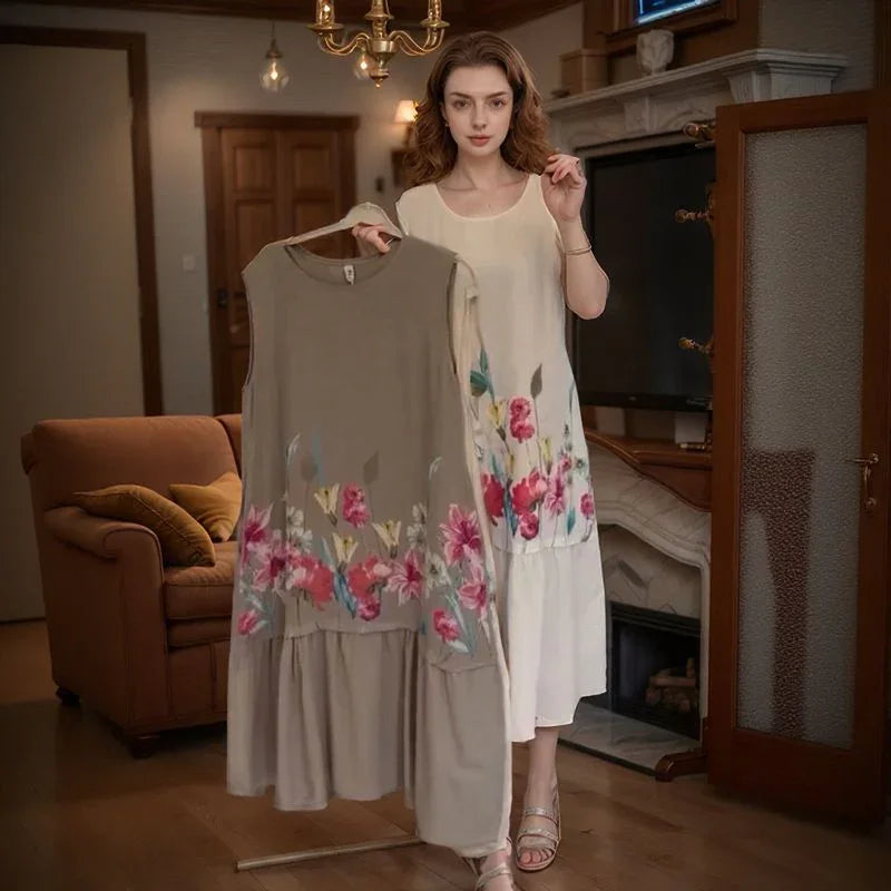Vestido Jasmine™ em Algodão Leve com Estampa Floral e Barra Fluída / A Delicadeza que Abraça Seu Estilo com Sofisticação!