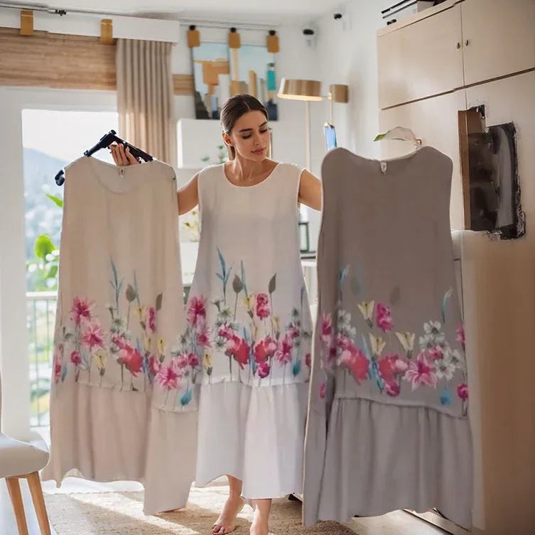 Vestido Jasmine™ em Algodão Leve com Estampa Floral e Barra Fluída / A Delicadeza que Abraça Seu Estilo com Sofisticação!