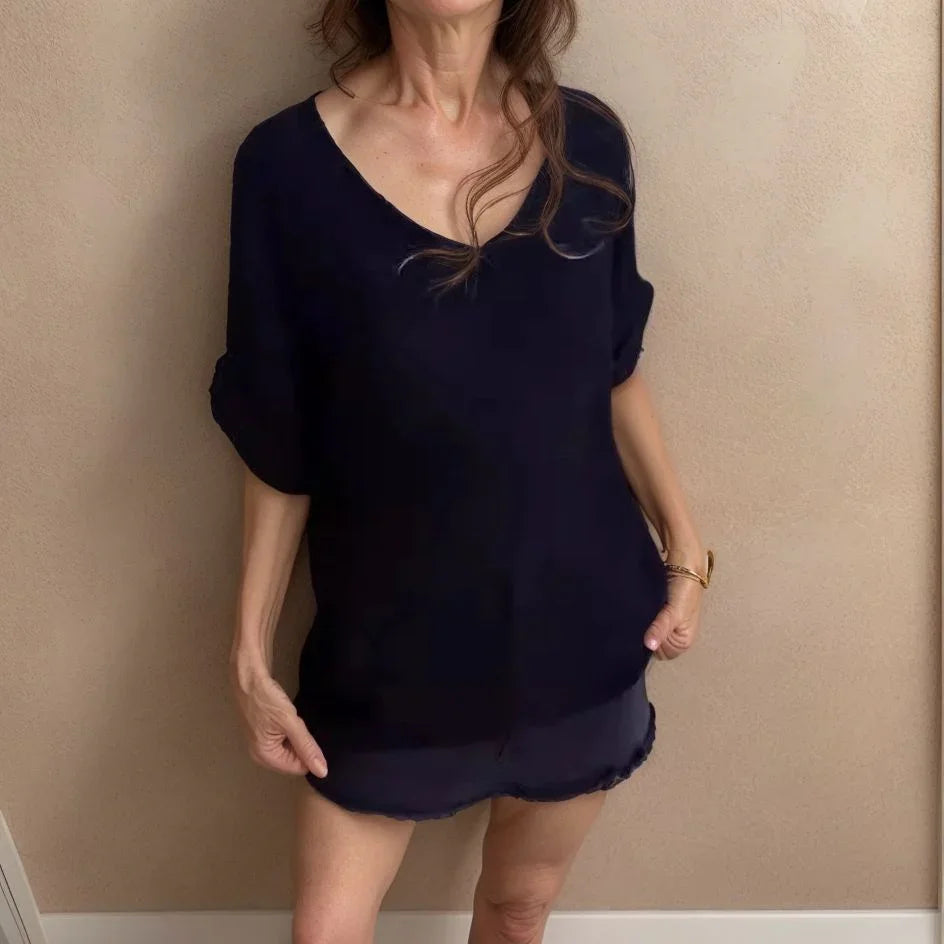 [COMPRE 1 E LEVE 2] Blusinha Bella™ em Viscose Texturizada com Manga Detalhada / Conforto e Charme para Qualquer Momento!