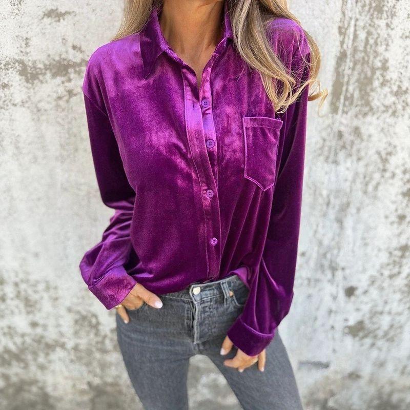 Camisa Parisienne™ com Toque Aveludado para Meia Estação / Um Toque de Charme Francês para Dias com Clima Suave!